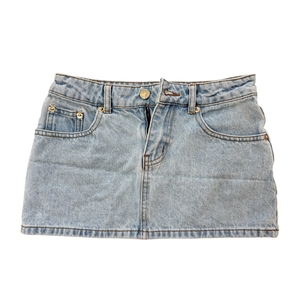 Edikted Light Blue Denim Mini Skirt